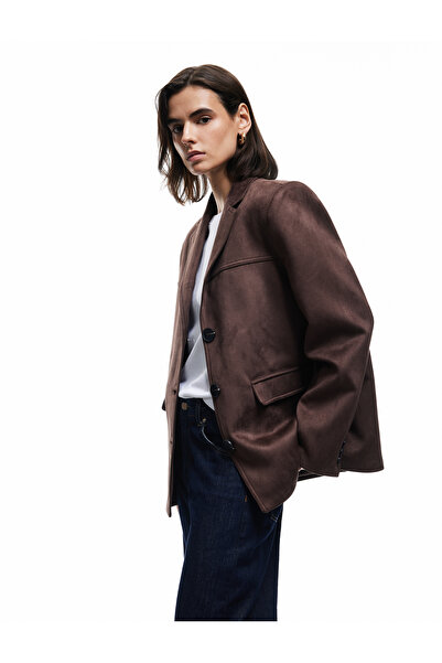 Koton Двуредно яке от изкуствен велур с копчета и дълъг ръкав с джобове