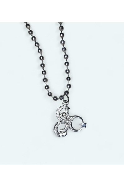 AYYILDIZ 3 Hilal Kolye Uçlu Metal Kolye