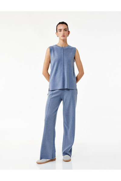 Koton Normal Bel Nervürlü Bol Paça Pantolon