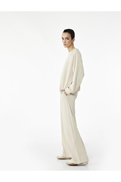 Koton Ribbed Scuba Fabric Long Straight Wide Leg Sweatpants