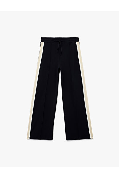 Koton Beli Lastikli Bağlamalı Yanları Şerit Detaylı Düz Geniş Paça Pantolon