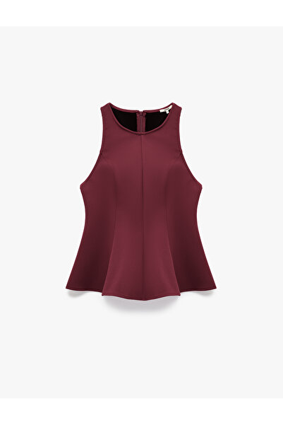 Koton Slim Fit Sleeveless Crew Neck Peplum Blouse