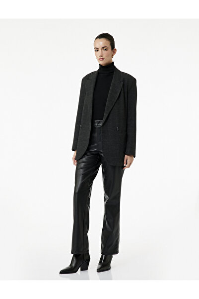 Koton Cepli Düz Bol Paça Suni Deri Pantolon