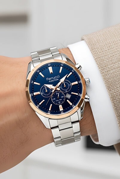 Ferrucci Function Gümüş Çelik Erkek Kol Saati – 44 mm, 3 ATM Suya Dayanıklı zmfer041