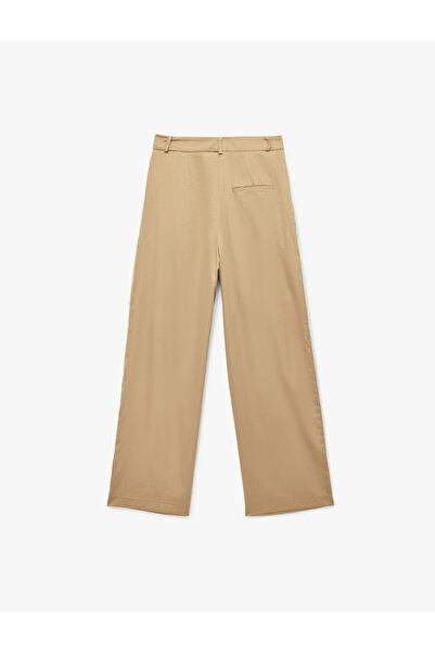 Koton Pamuklu Cepli Pile Detaylı Yüksek Bel Kumaş Baggy Pantolon
