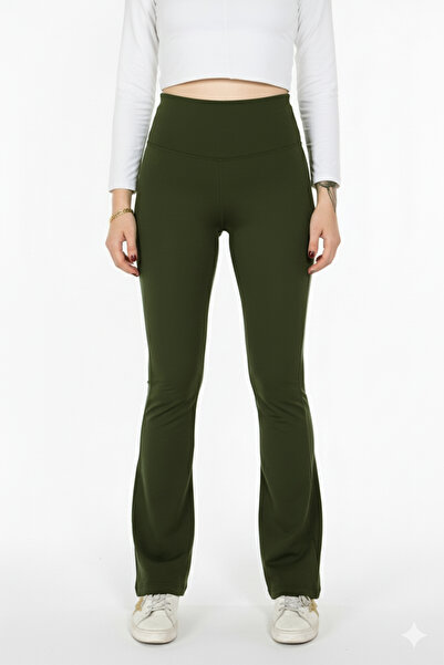 ECOTİQUE Kadın Haki Marka Muadil Toparlayıcı Penye Örme Likralı Esnek İspanyo...