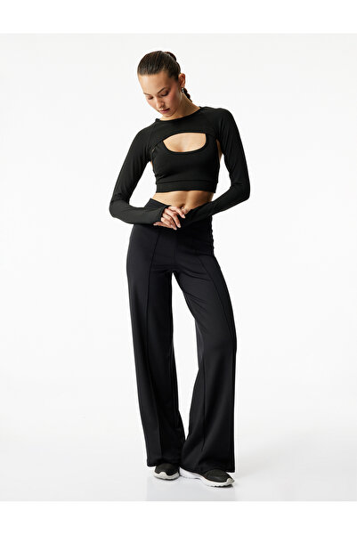 Koton High Waist Ribbed Spanish Leg Scuba Fabric Sweatpants