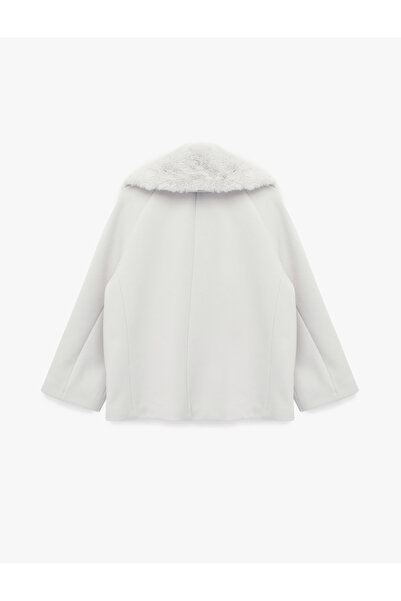 Koton Μακρυμάνικο παλτό με κουμπιά και αποσπώμενο γιακά από ψεύτικη γούνα