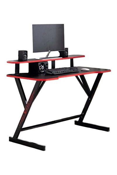Bukela Black Gaming Computer Desk with Removable Monitor Stand