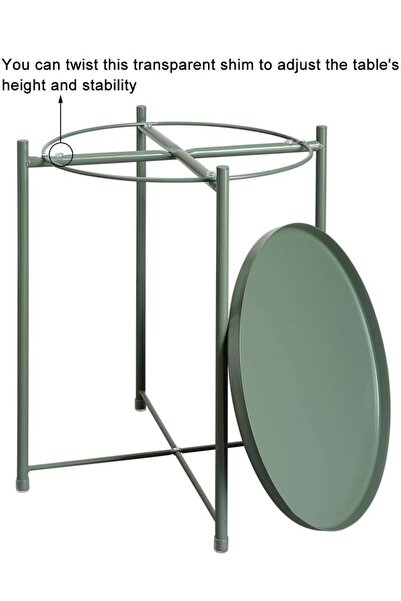 Bukela Round Tray End Table, Anti-Rust Metal, Indoor/Outdoor, Green