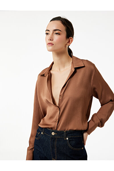 Koton Πουκάμισο με μακρύ μανίκι κλασικό γιακά από σατέν