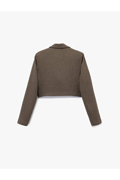 Koton Double Breasted Long Sleeve Button Crop Blazer Jacket