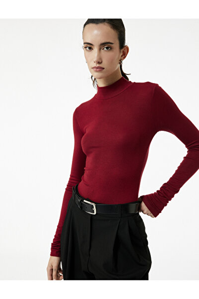 Koton Κορμάκι με μακρυμάνικο ύφασμα βισκόζης με λεπτή εφαρμογή και όρθιο γιακά