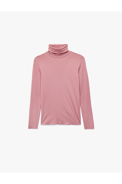 Koton Μακρυμάνικο μπλουζάκι με ζιβάγκο από ύφασμα βισκόζης Slim Fit