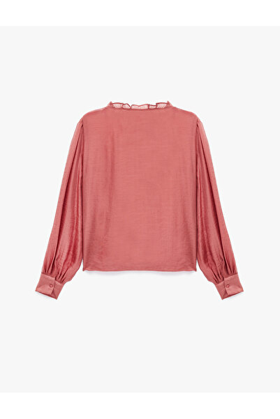 Koton Μακρυμάνικη μπλούζα με δεμένο βολάν με λεπτομέρεια γιακά