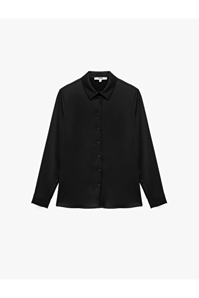 Koton Cămașă din satin cu mânecă lungă cu guler clasic