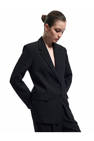 Koton Κρεπ υφασμάτινο τσέπη με κουμπιά μακρυμάνικο διπλό παλτό oversize blazer