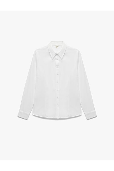 Koton Slim Fit Langarm-Hemd mit klassischem Kragen aus Popeline