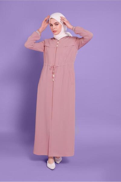 Alvina Bead Detailed Zippered Lace up Top Coat 10330