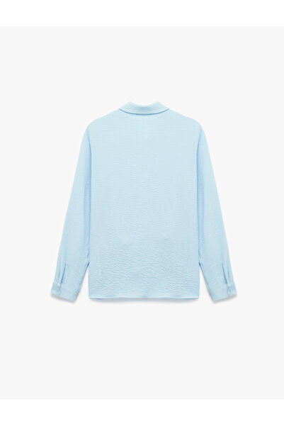 Koton Cămașă cu mânecă lungă cu guler clasic și detaliu de legare frontală din țesătură Aerobin