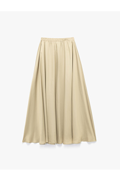 Koton Beli Lastikli Kloş Saten Uzun Etek