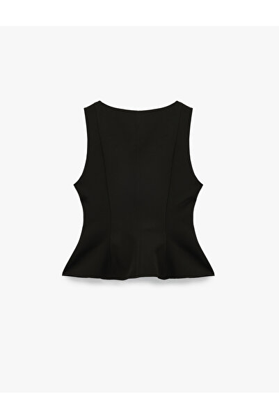 Koton Crew Neck Sleeveless Peplum Blouse