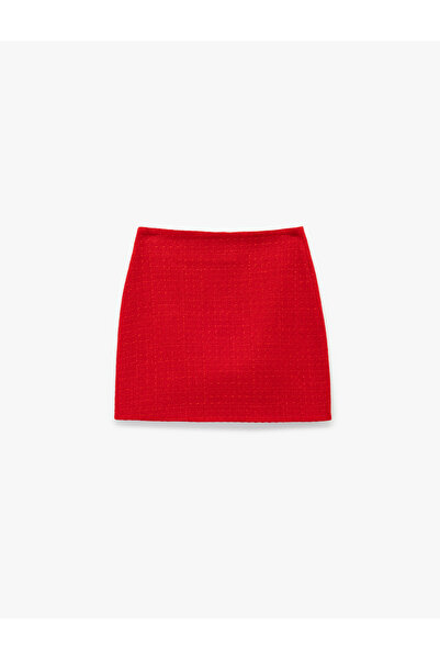 Koton Slim Fit A Kesim Tüvit Mini Etek