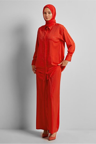 Alvina Shirt Collar Pants Suit 44797