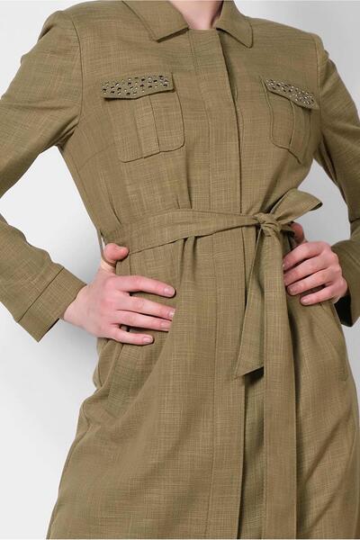 Alvina 1444 Model Hidden Buttoned Top Coat