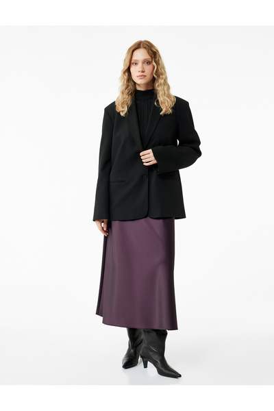 Koton Standart Bel Regular Fit Saten Midi Etek