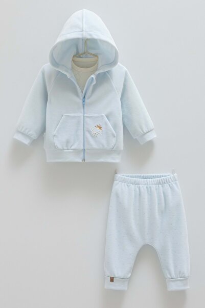 Caramell Star Point Velvet Three-Piece Bottom Top Set Blue