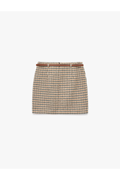 Koton Мини пола с висока талия и колан с туитов мотив