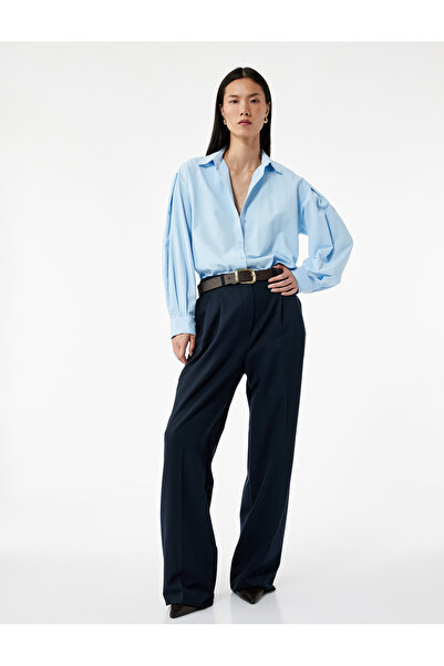 Koton Cămașă din poplin cu mânecă lungă, cu detaliu de pliuri, cu potrivire normală