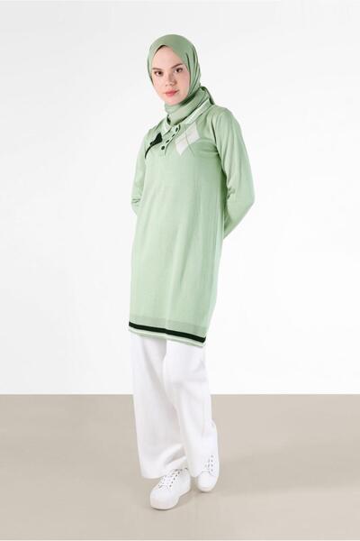 Alvina BAKLAVA PATTERNED DETAILED POLO COLLAR KNITWEAR TUNIC 42109