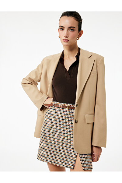 Koton Мини пола с висока талия и колан с туитов мотив