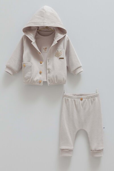 Caramell HELLO FOREST KAPÜŞONLU ÜÇLÜ ALT ÜST TAKIM Gri