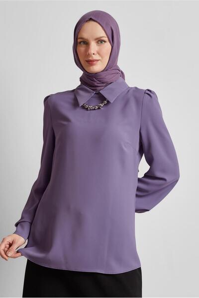 Alvina بلوزة بياقة القميص 45597