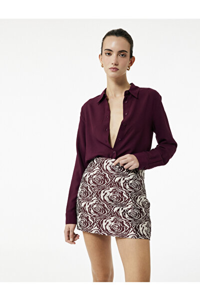 Koton Slim Fit Floral Desenli Mini Etek