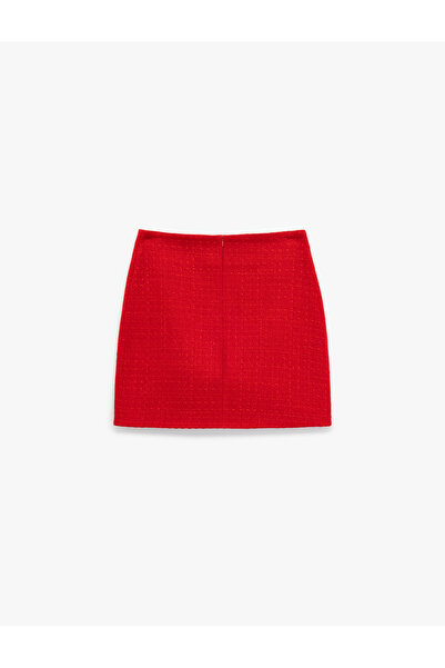 Koton Slim Fit A Kesim Tüvit Mini Etek