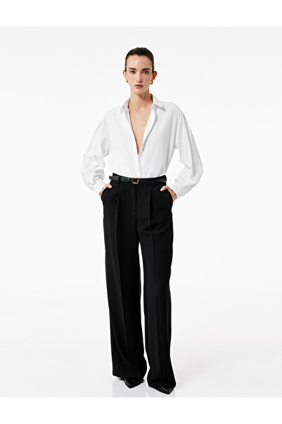 Koton Cămașă din poplin cu mânecă lungă, cu detaliu de pliuri, cu potrivire normală