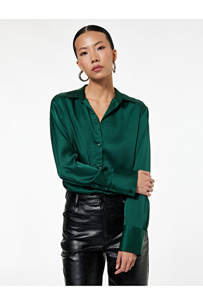 Koton Σατέν πουκάμισο με μακρύ μανίκι με κουμπιά κανονικής εφαρμογής