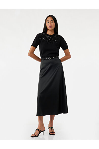 Koton Kemerli Uzun Kloş Saten Etek