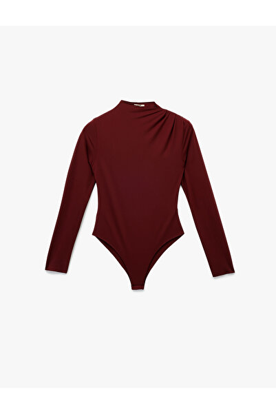 Koton Slim Fit Ελαφρύ γιακά με ντραπέ Λεπτομερές μακρυμάνικο κορμάκι