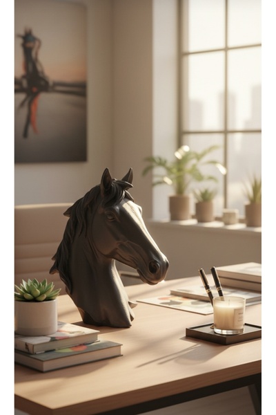 Modernika Modern Tasarım Dekoratif At kafası biblo (25*25) ev ofis hediyelik çeyiz lüxs dekor