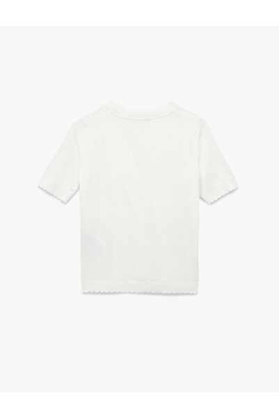 Koton Geknöpfte Strickjacke mit kurzen Ärmeln und V-Ausschnitt