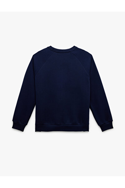 Koton Βαμβακερό μακρυμάνικο φούτερ με στάμπα με λαιμόκοψη