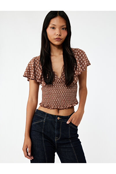 Koton Μπλουζάκι με κοντό μανίκι με λαιμόκοψη σε σχήμα V