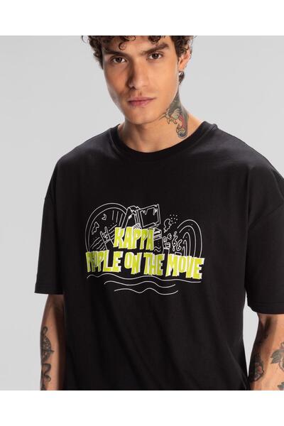 Kappa Logo Fred Men's Black Round Neck T-Shirt