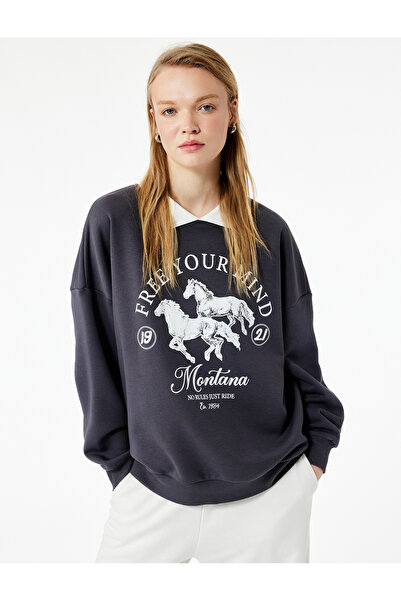 Koton Gray Women's Sweatshirt 6Wal10157Ik