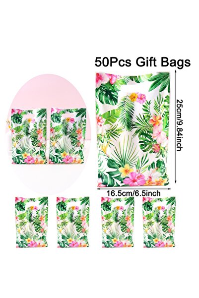 Choice as shown 50pcs 10/20/50pcs Summer Hawaiian Floral Gift Bags Hawaii Luau Tropical Beach Party Favor B